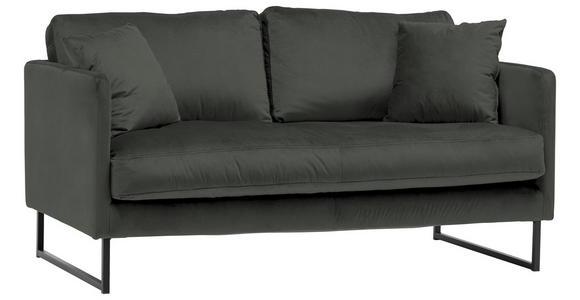 2-SITZER-SOFA in Samt Dunkelgrau  - Dunkelgrau/Schwarz, Design, Textil/Metall (150/78/84cm) - Carryhome