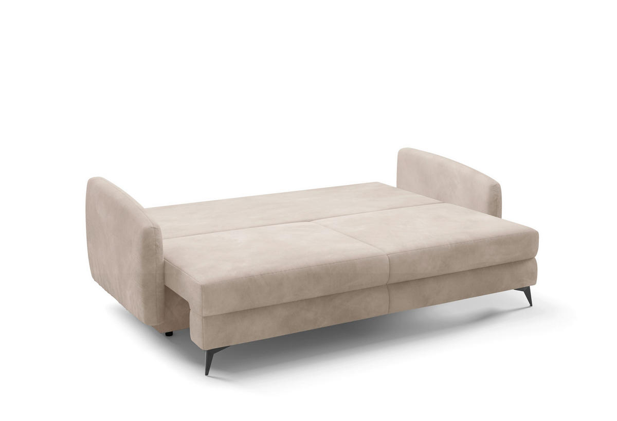 SCHLAFSOFA INGRID  mit Plüsch Beige  - Beige/Creme, Design, Textil/Metall (230/100/103cm) - Livetastic