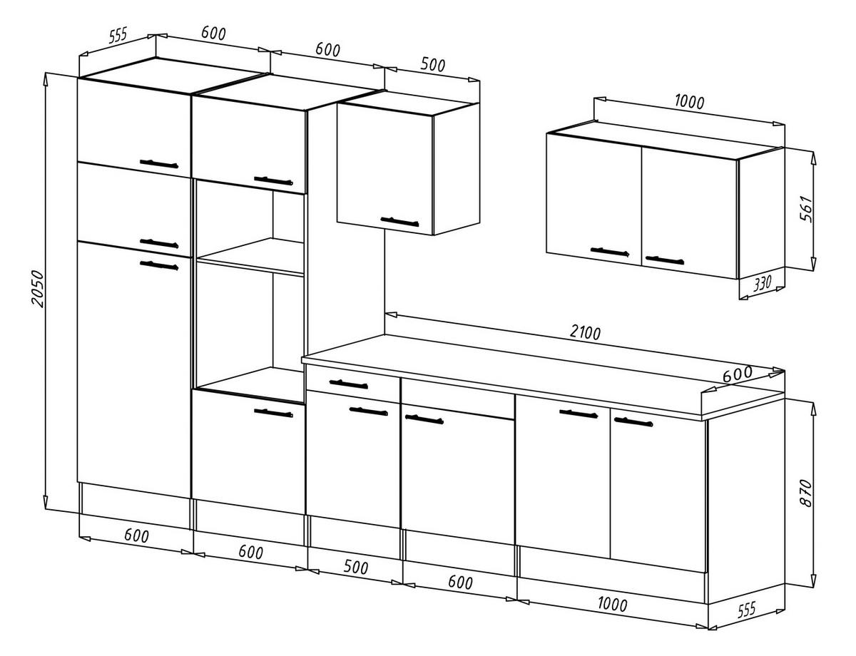 KÜCHENLEERBLOCK 330 cm   in Schwarz  - Edelstahlfarben/Eichefarben, Basics, Holzwerkstoff/Metall (330cm) - Respekta