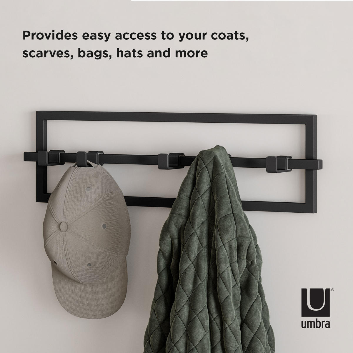 GARDEROBA ZIDNA   crna  metal  - crna, Basics, metal (53/15/6cm) - Umbra