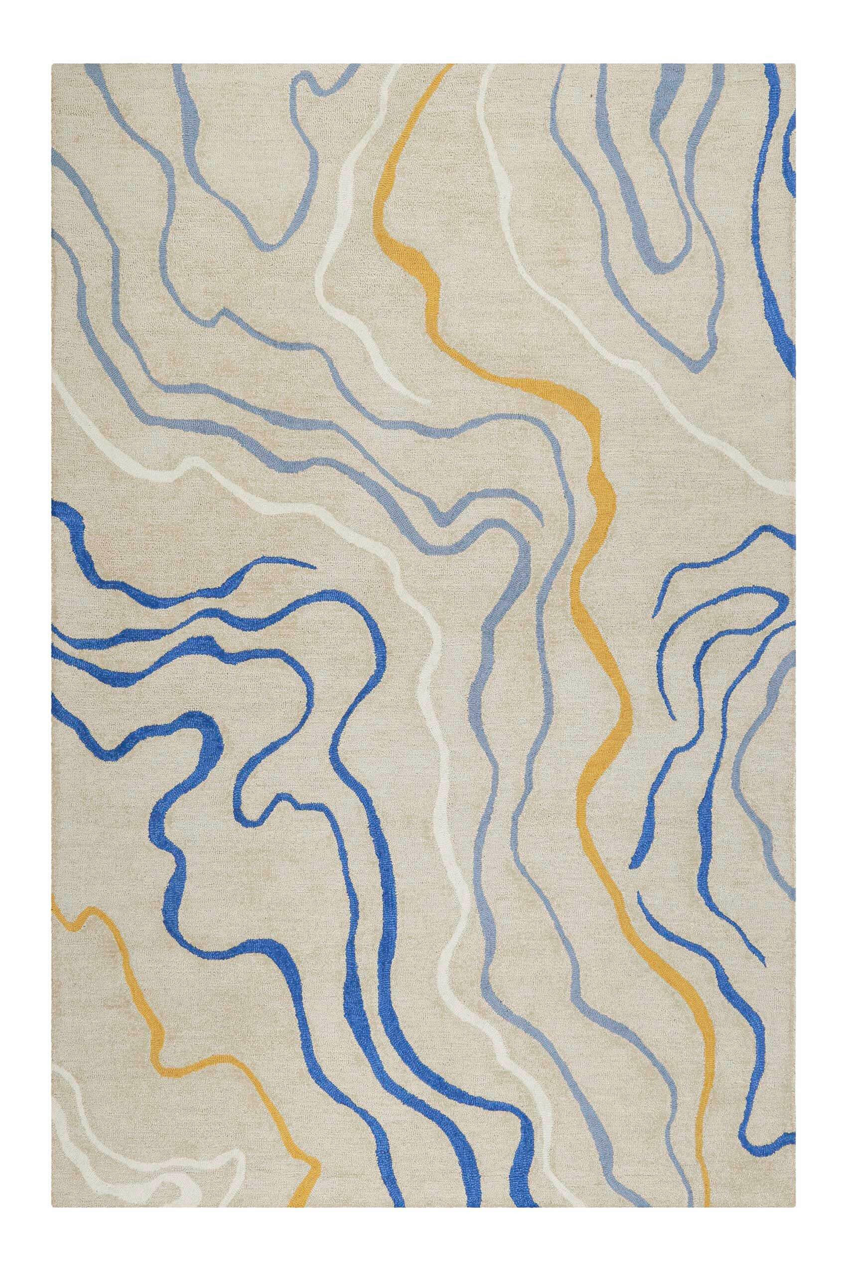 Esprit Flachwebeteppich Drive Blau, Gelb, Beige 70x140 cm