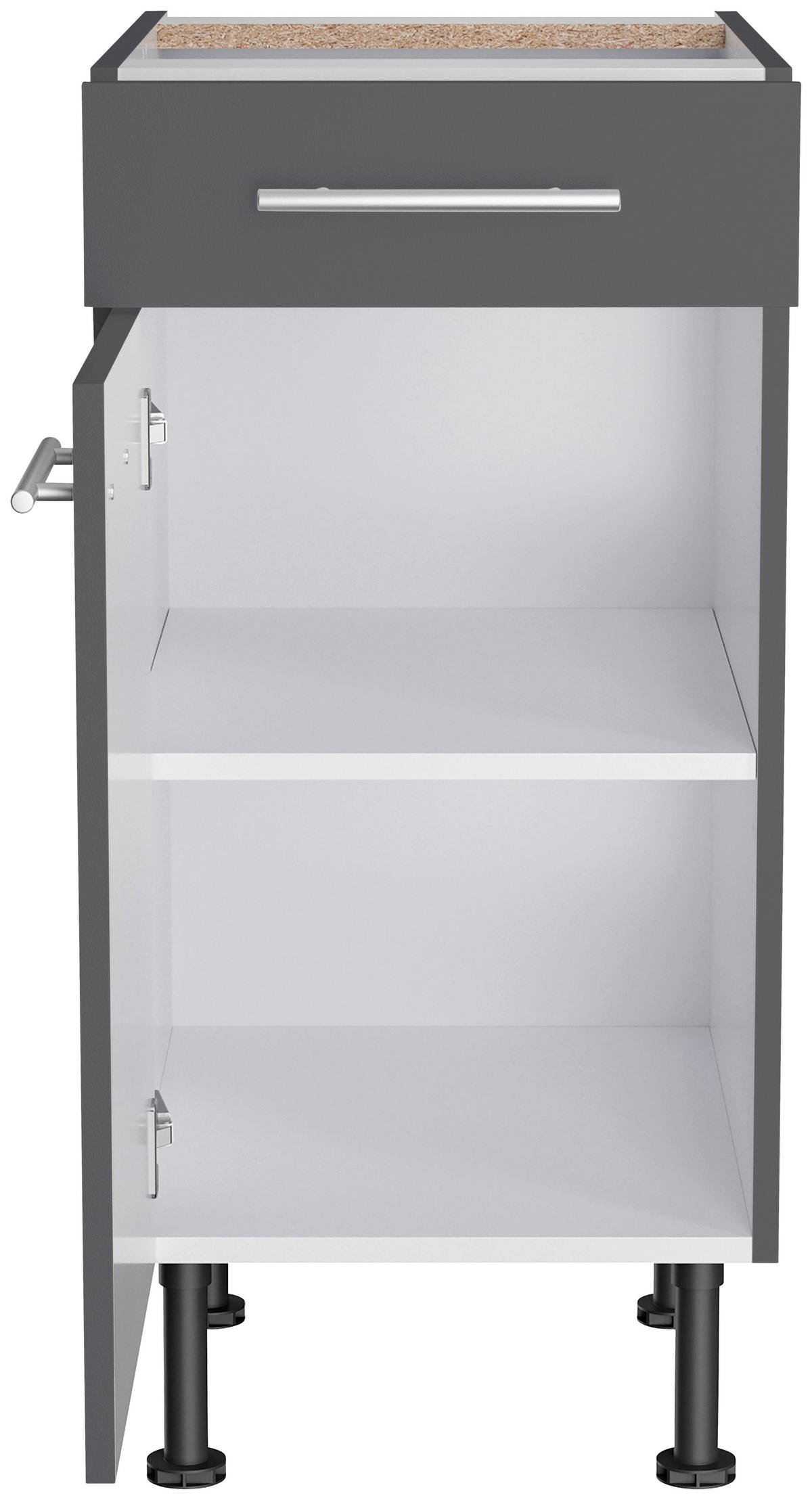 KÜCHENLEERBLOCK 210 cm   in Anthrazit  - Edelstahlfarben/Eichefarben, Basics, Holzwerkstoff/Metall (210cm) - Optifit