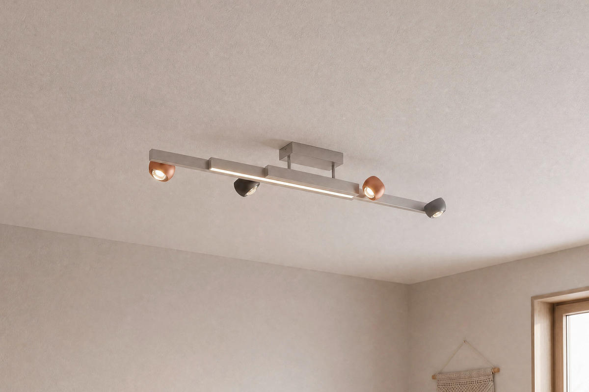 LED-DECKENLEUCHTE Cannon 133,5/17/29 cm   - Aprikose/Anthrazit, KONVENTIONELL, Metall (133,5/17/29cm) - Musterring