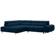 ECKSOFA in Webstoff Blau  - Blau/Dunkelgrau, Design, Textil/Metall (201/295cm) - Hom`in