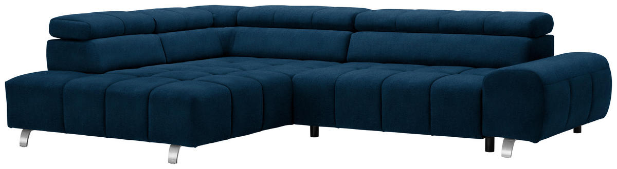 ECKSOFA in Webstoff Blau  201/295 cm  - Blau/Dunkelgrau, Design, Textil/Metall (201/295cm) - Hom`in