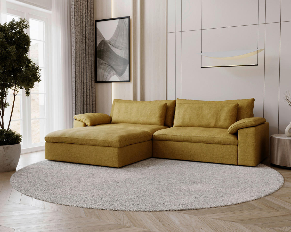 ECKSOFA  in Webstoff Currygelb  198/306 cm  - Currygelb/Schwarz, MODERN, Kunststoff/Textil (198/306cm) - Carryhome