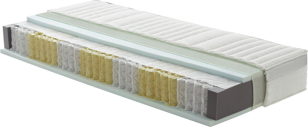 TASCHENFEDERKERNMATRATZE 90/200 cm H4 = sehr fest  - Weiss, Konventionell, Textil (90/200cm) - Sleeptex