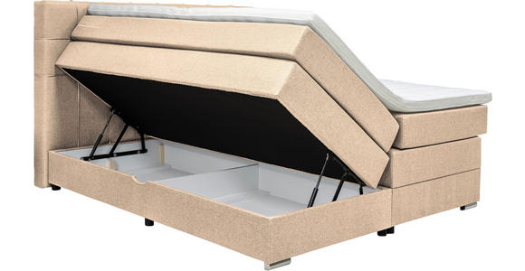 BOXSPRINGBETT 180/200 cm in Beige - Beige/Alufarben, KONVENTIONELL, Kunststoff/Textil (180/200cm) - Carryhome
