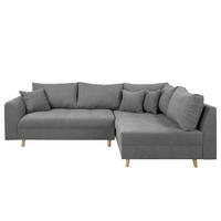 ECKSOFA Ariella Dunkelgrau Mikrofaser  - Dunkelgrau/Naturfarben, Design, Holz/Textil (231/161cm) - Livetastic