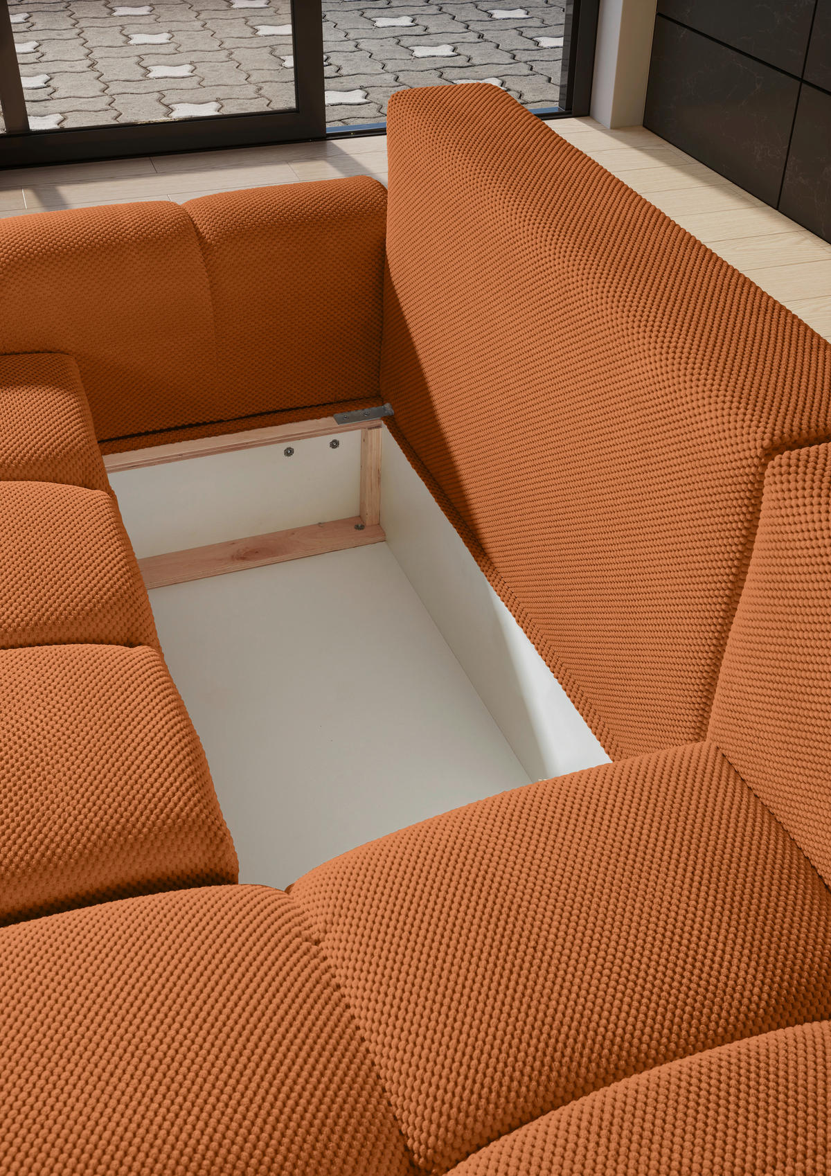 ECKSOFA Rostfarben Flachgewebe  - Rostfarben/Schwarz, KONVENTIONELL, Kunststoff/Textil (256/157cm) - Carryhome