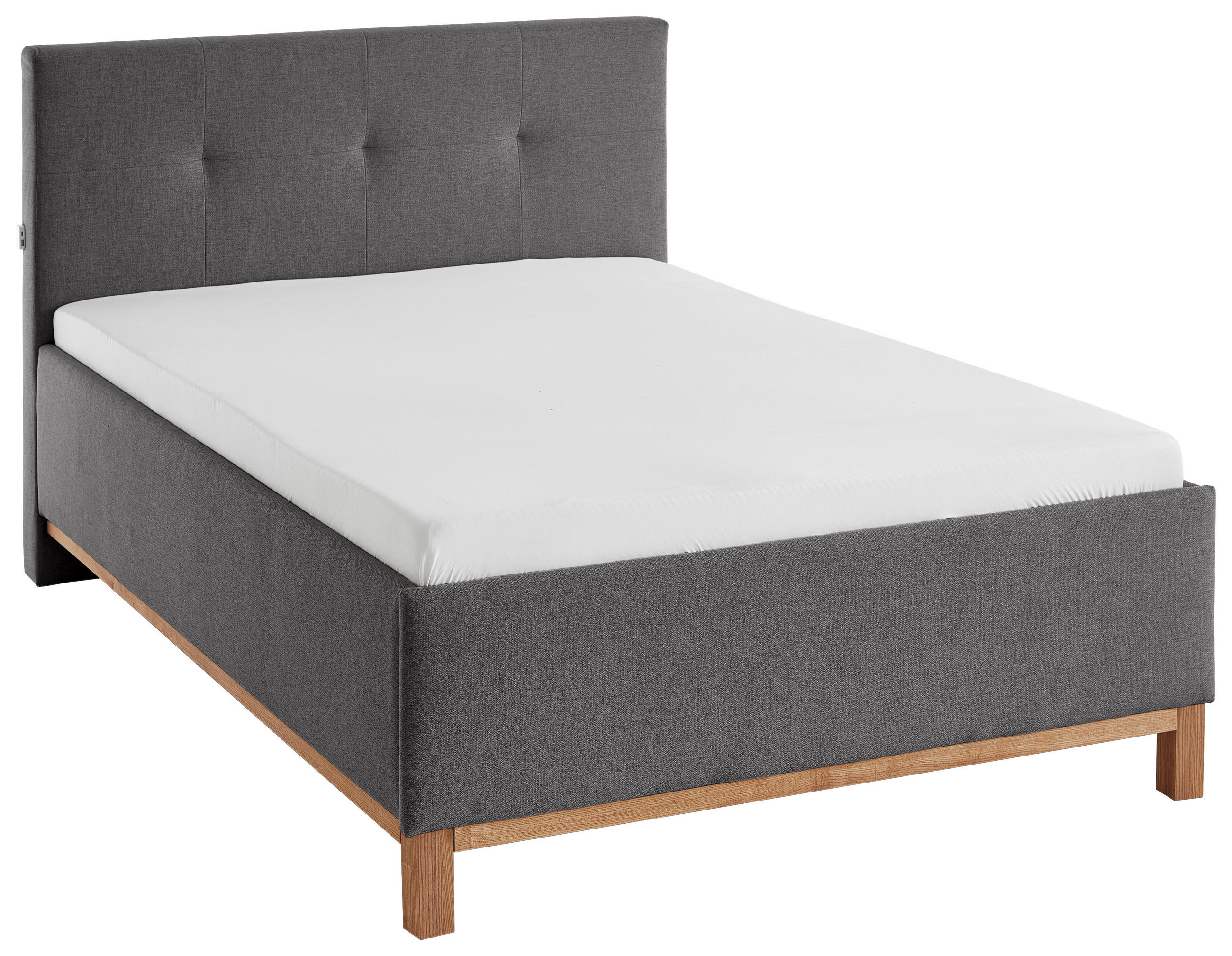 Thumbnail - Livetastic Polsterbett, Anthrazit, Textil, Esche, massiv, 140x200 cm, Reach, gepolstertes Kopfteil, in verschiedenen Grö...