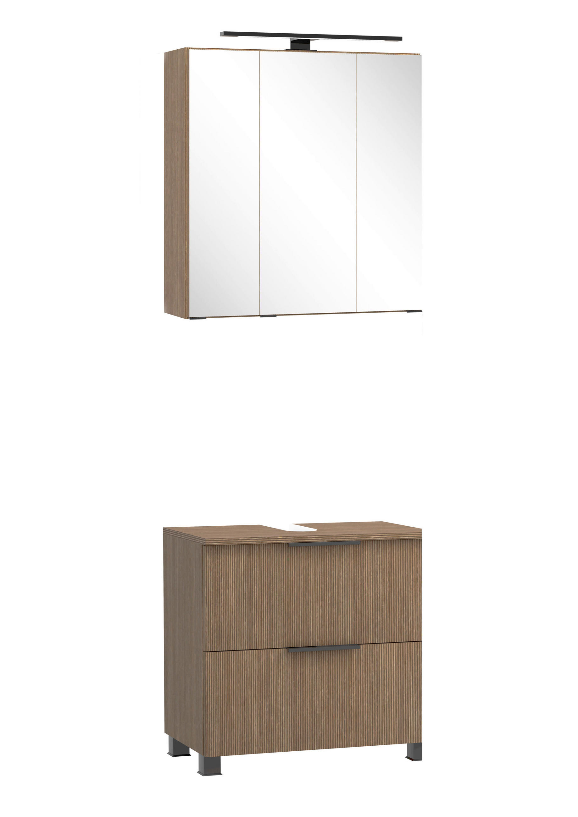 BADEZIMMER 2-teilig  in 60 cm  - Dunkelbraun/Schwarz, Natur, Glas/Holzwerkstoff (60cm) - Held