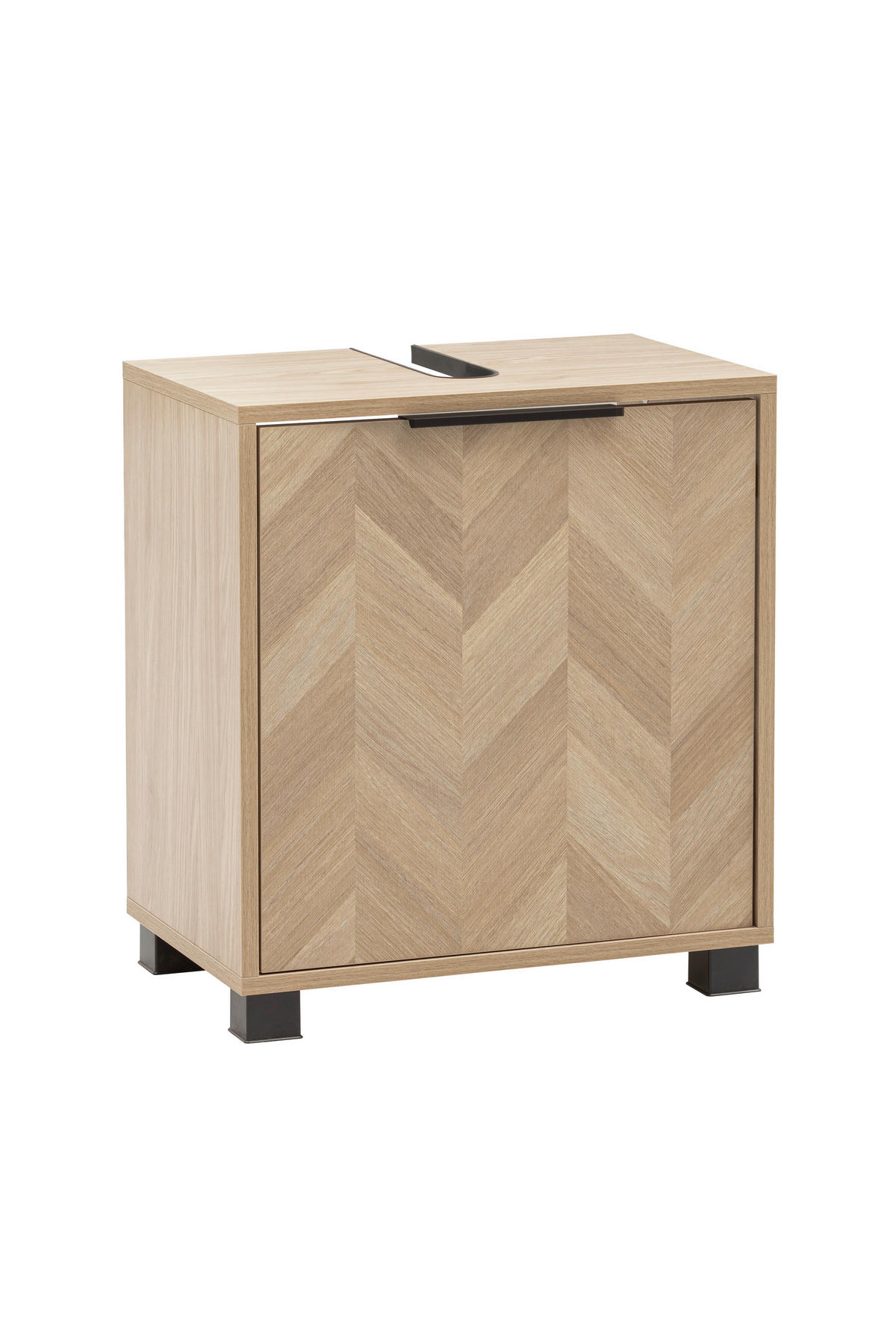 WASCHBECKENUNTERSCHRANK 50,3/56/33 cm  - Eichefarben/Schwarz, Natur, Holzwerkstoff/Metall (50,3/56/33cm) - Stylife