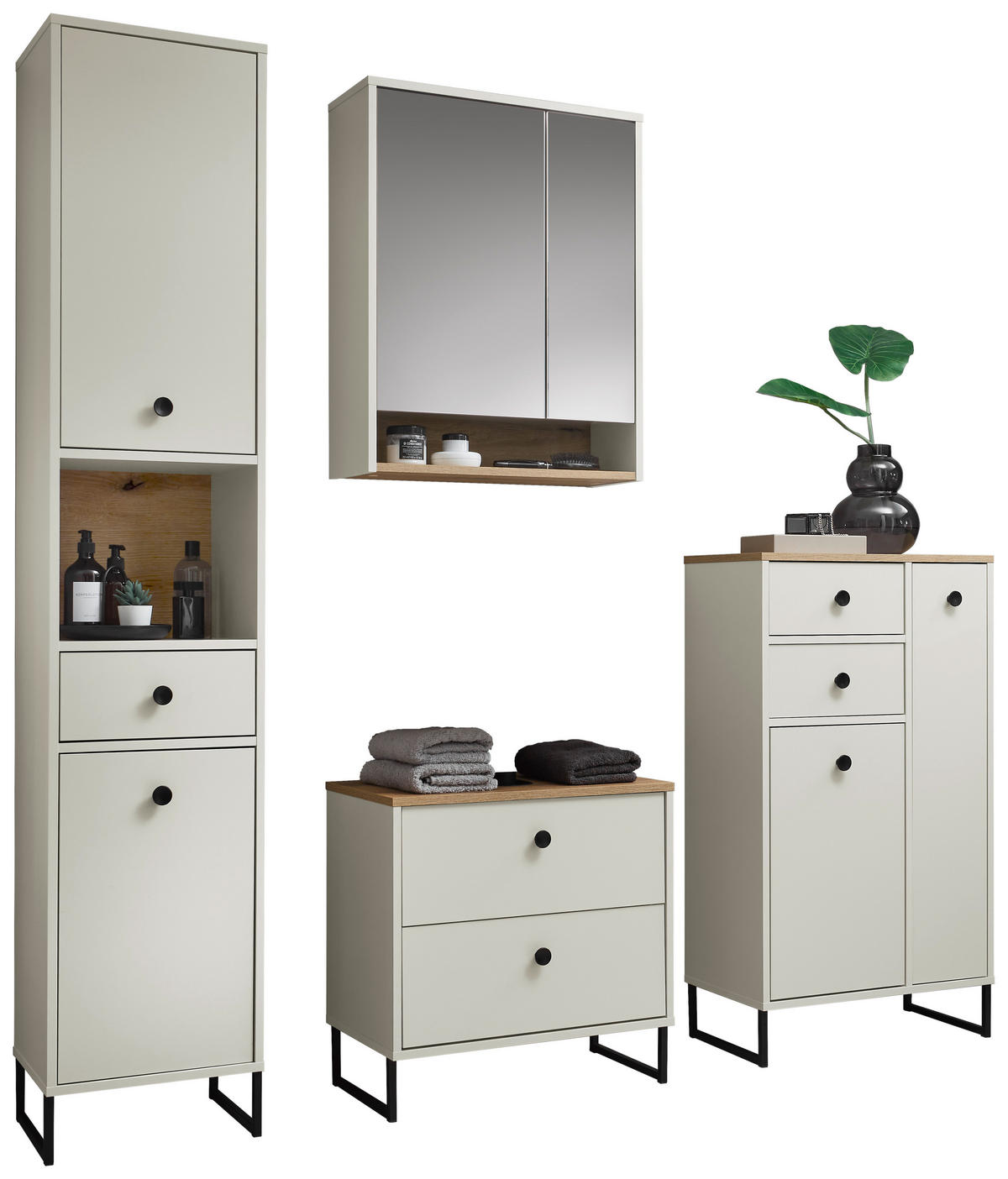 HOCHSCHRANK 38/195/32 cm  - Kaschmir/Eichefarben, MODERN, Holzwerkstoff/Kunststoff (38/195/32cm) - MID.YOU