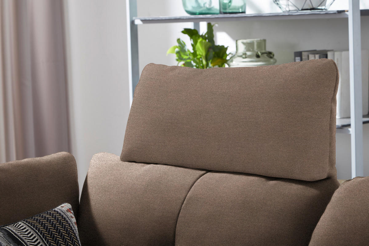 ECKSOFA  in Flachgewebe Graubraun  344/157 cm  - Graubraun/Schwarz, Design, Textil/Metall (344/157cm) - Chilliano