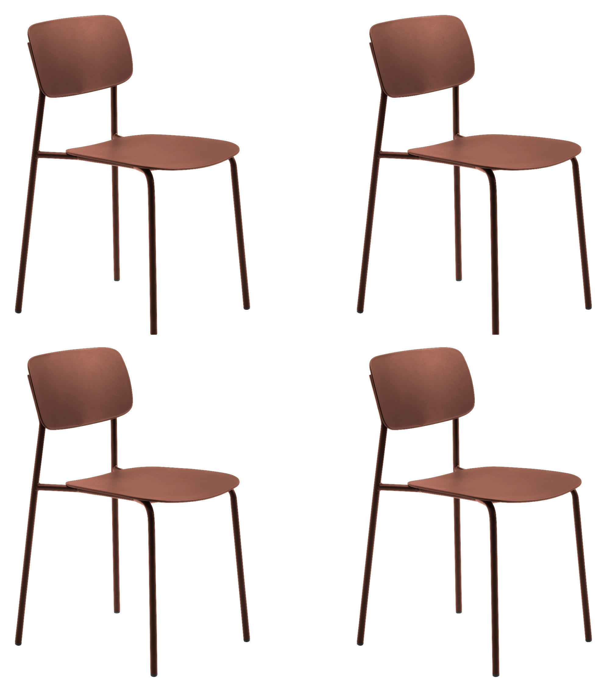 STUHL-SET 4 Stück stapelbar, abwischbar   - Terracotta, MODERN, Kunststoff/Metall (43,5/79/61cm) - Livetastic