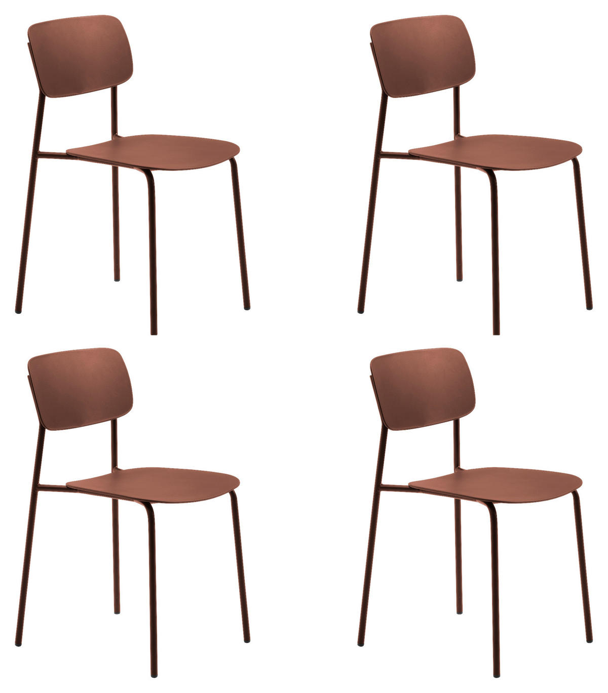 STUHL-SET 4 Stück stapelbar, abwischbar   - Terracotta, MODERN, Kunststoff/Metall (43,5/79/61cm) - Livetastic