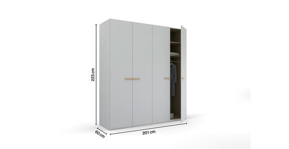 DREHTÜRENSCHRANK 201/223/60 cm 4-türig Grau - Grau, Trend, Holz/Holzwerkstoff (201/223/60cm) - Novel