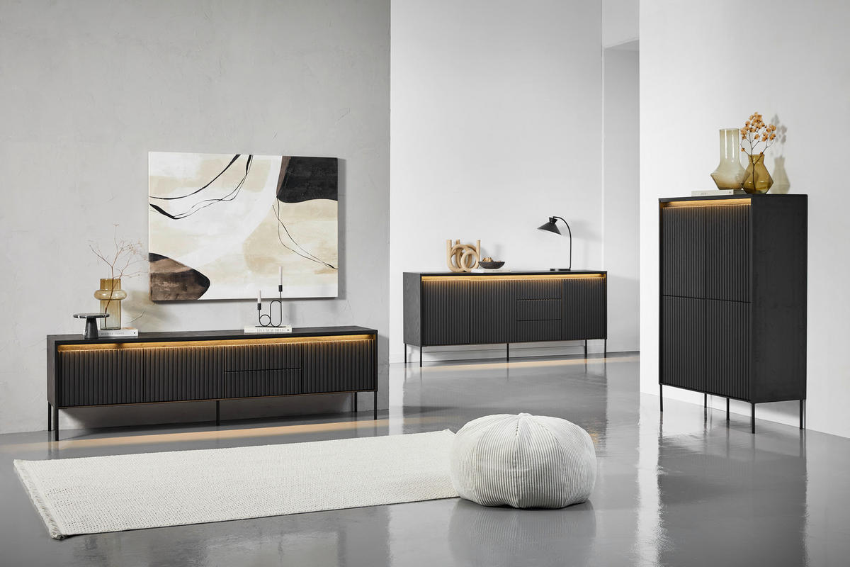 SIDEBOARD 192/82/40 cm  - svart, Design, trämaterial (192/82/40cm) - Hom`in