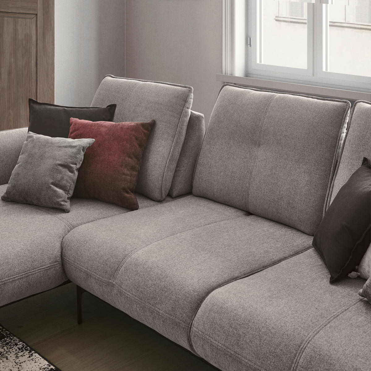 ECKSOFA in Webstoff Grau  182/277 cm  - Schwarz/Grau, Natur, Textil (182/277cm) - Valnatura
