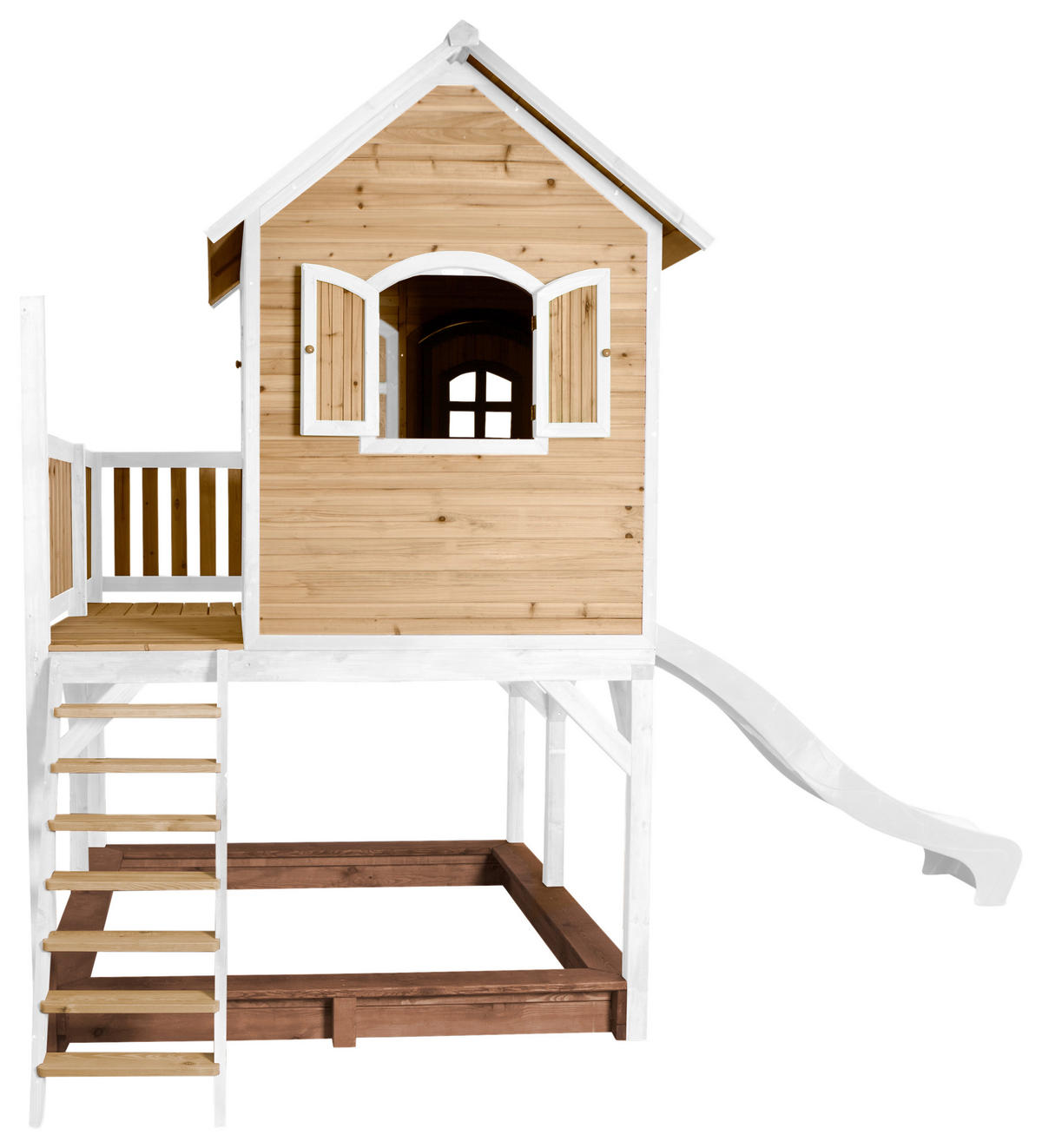 SPIELTURM 377/291/255 cm  - Braun/Weiß, KONVENTIONELL, Holz (377/291/255cm) - Ambia Garden