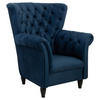 OHRENSESSEL in Velours Dunkelblau  - Schwarz/Dunkelblau, Design, Holz/Textil (96/112/86cm) - MID.YOU