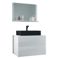 BADEZIMMER 3-teilig  in 81 cm  - Schwarz/Weiß, MODERN, Glas/Keramik (81cm) - MID.YOU