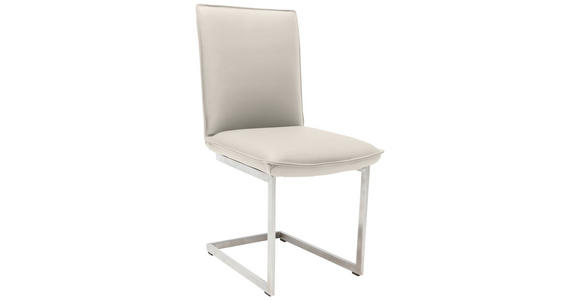 SCHWINGSTUHL  in Nickel Echtleder pigmentiert  - Edelstahlfarben/Beige, Design, Leder/Metall (48/93/65cm) - Ambiente