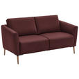 2-SITZER-SOFA  in Echtleder Bordeaux   - Eichefarben/Bordeaux, Natur, Leder/Holz (182/86/87cm) - Valnatura