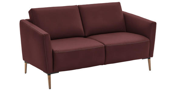 2-SITZER-SOFA  in Echtleder Bordeaux   - Eichefarben/Bordeaux, Natur, Leder/Holz (182/86/87cm) - Valnatura