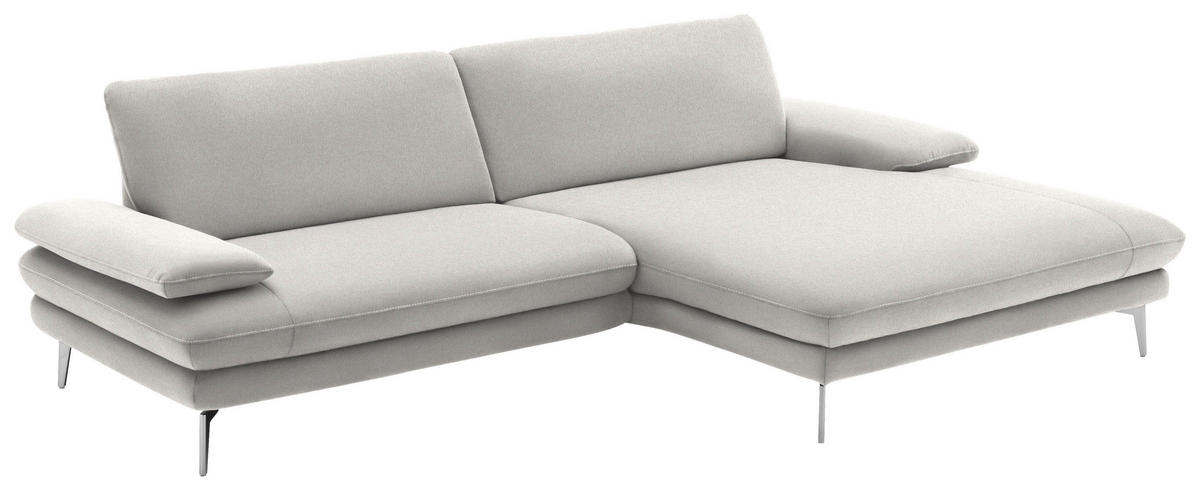 ECKSOFA in Webstoff Creme, Naturfarben  284/184 cm  - Creme/Schwarz, Design, Textil/Metall (284/184cm) - Dieter Knoll