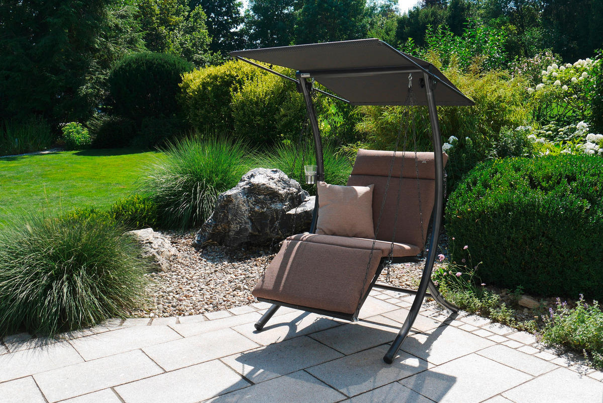 HOLLYWOODSCHAUKEL 100/160/145 cm  - Taupe/Dunkelgrau, Basics, Textil/Metall (100/160/145cm) - Boxxx