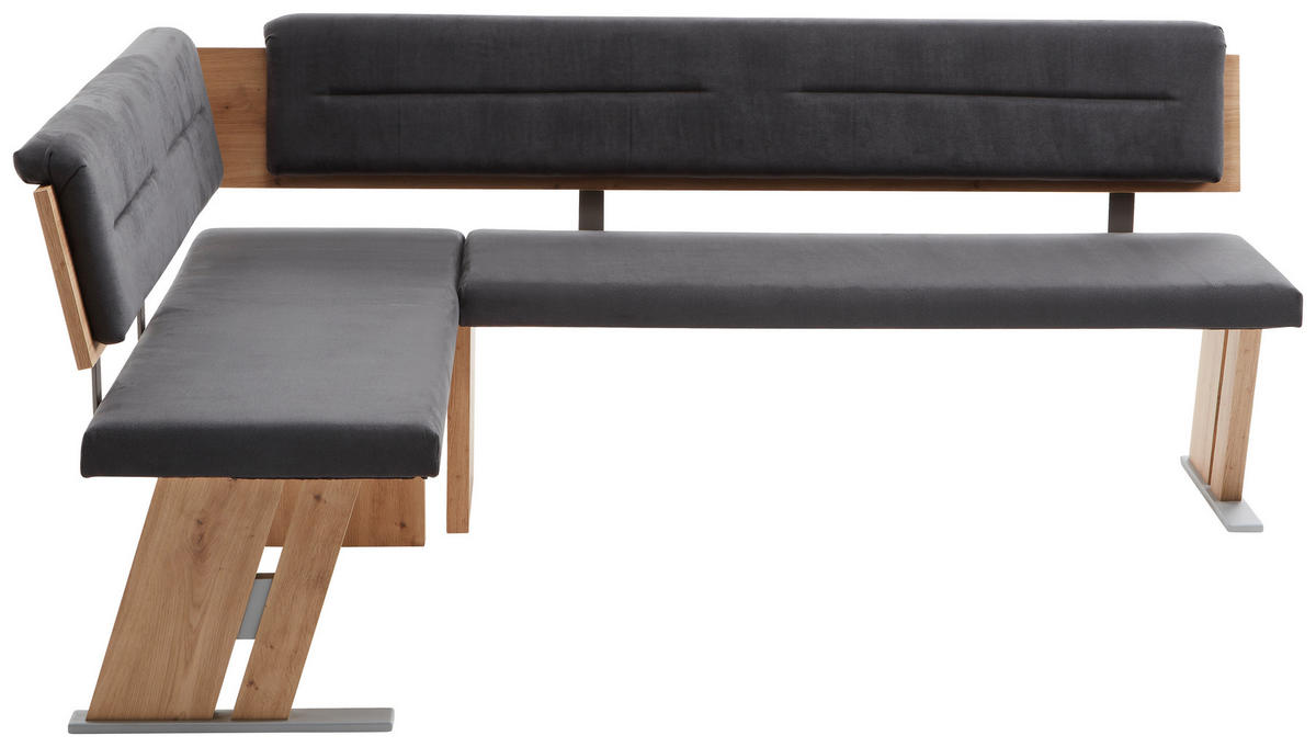ECKBANKGRUPPE in Metall, Textil, Holzwerkstoff Anthrazit, Eichefarben, Edelstahlfarben  - Edelstahlfarben/Eichefarben, KONVENTIONELL, Holzwerkstoff/Textil (155/205cm) - Cantus
