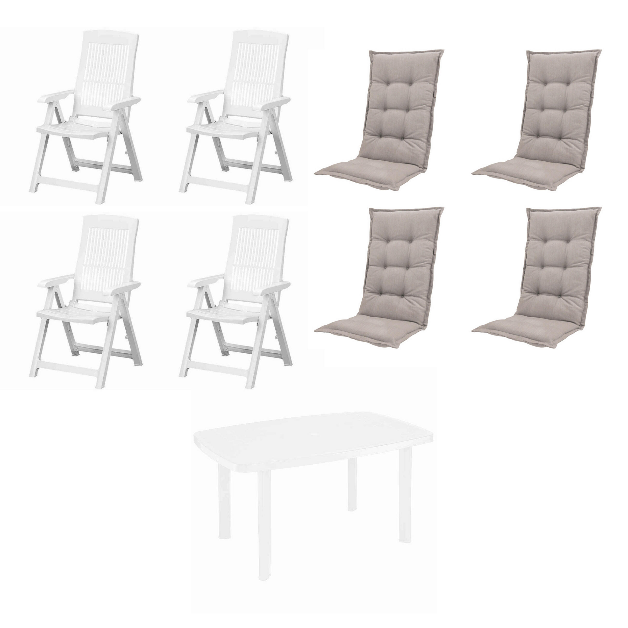 GARTENTISCHGRUPPE  - Taupe/Weiß, MODERN, Kunststoff/Textil (90/111/140cm) - Gardenson