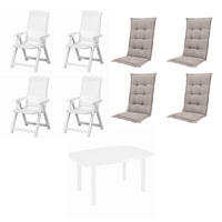 GARTENTISCHGRUPPE  - Taupe/Weiß, MODERN, Kunststoff/Textil (90/111/140cm) - Gardenson