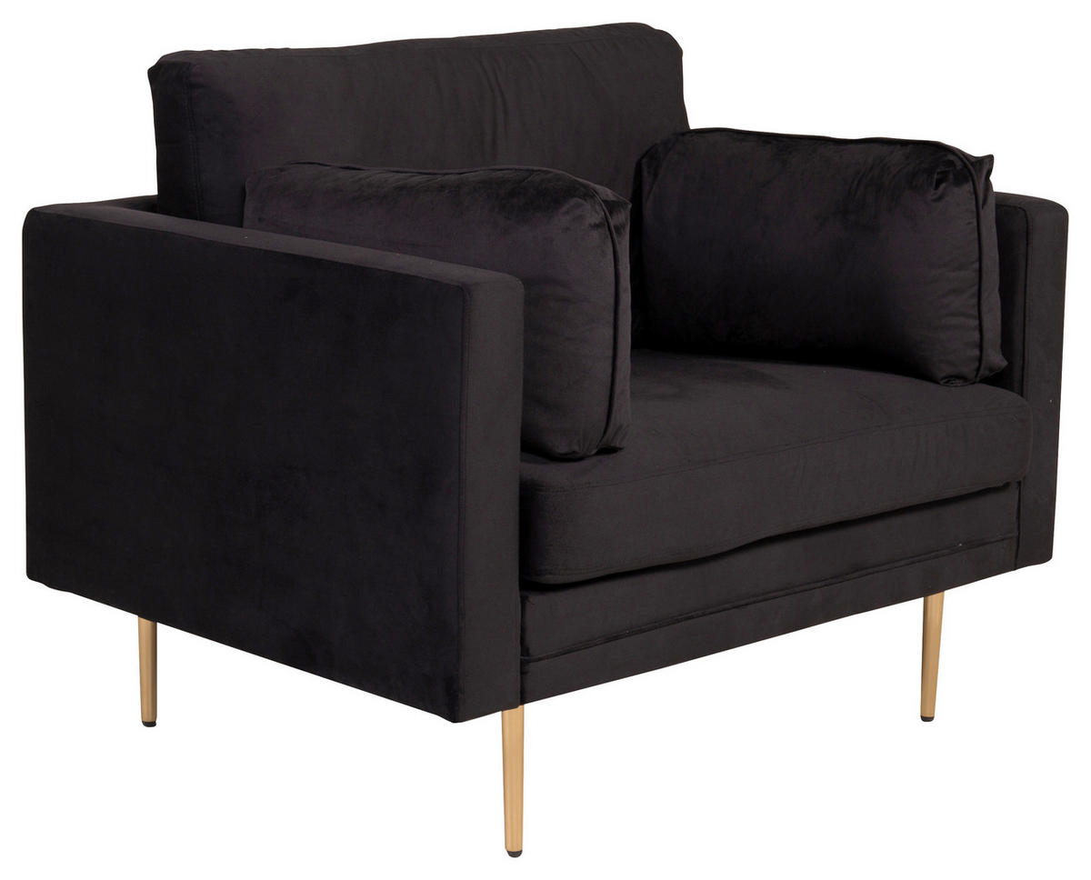 FÅTÖLJ i metall, textil svart, ljusbrun  - ljusbrun/svart, Design, metall/textil (110/84/86cm) - Livetastic