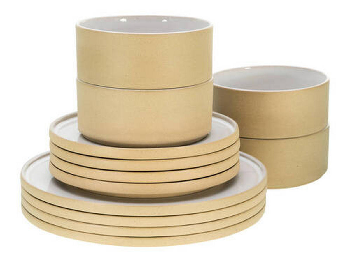 TAFELSERVICE 12-teilig  - Sandfarben/Weiß, Trend, Keramik - Creatable