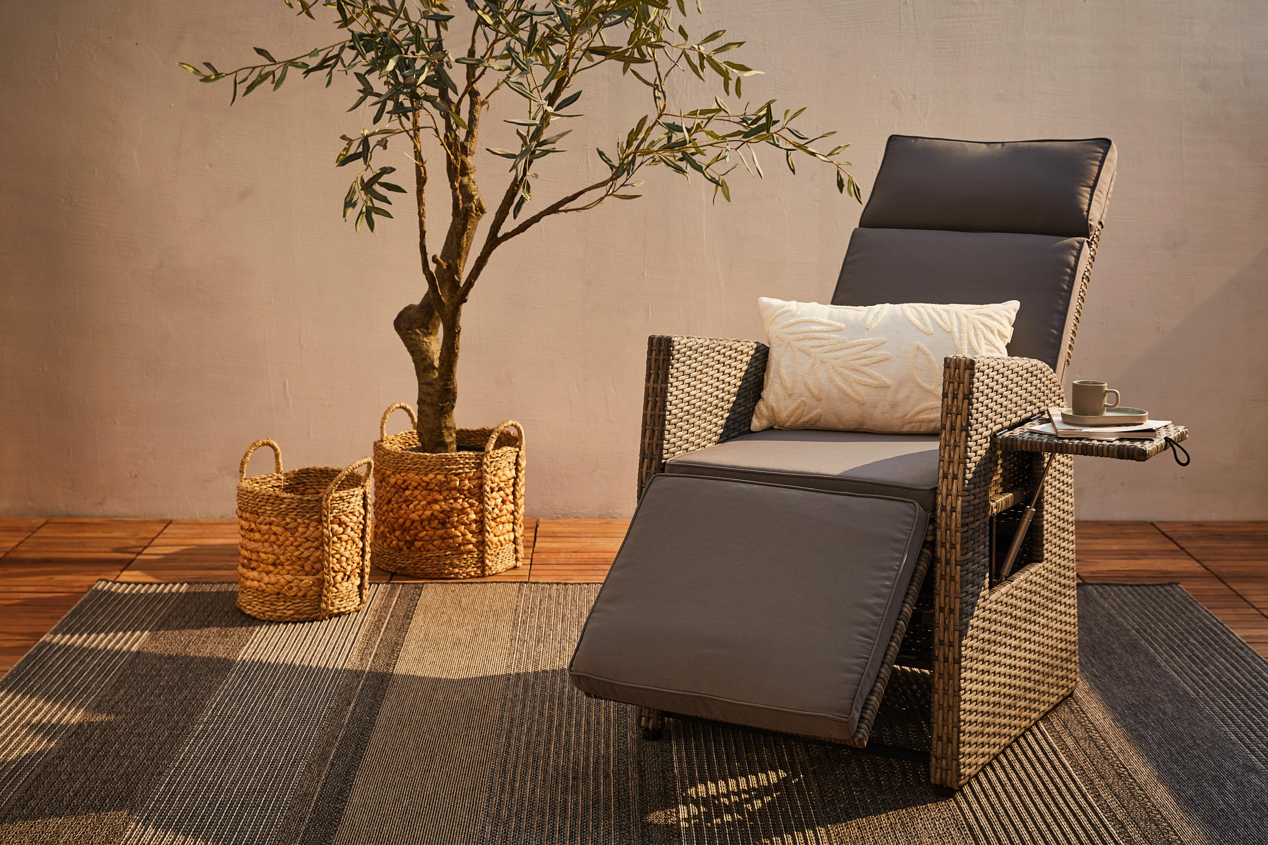 Ambia Garden Garten-Relaxsessel Grau 57x73x105 cm