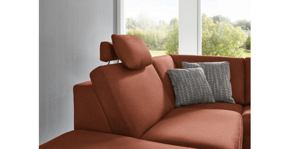 ECKSOFA in Mikrofaser Rotbraun 242/275 cm - Rotbraun/Alufarben, Design, Textil/Metall (242/275cm) - Dieter Knoll