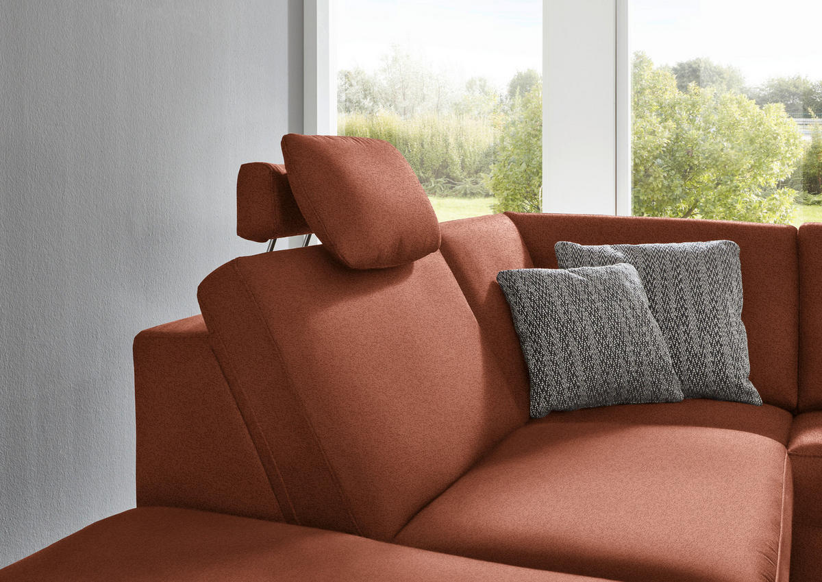 ECKSOFA in Mikrofaser Rotbraun  - Rotbraun/Alufarben, Design, Textil/Metall (242/275cm) - Dieter Knoll