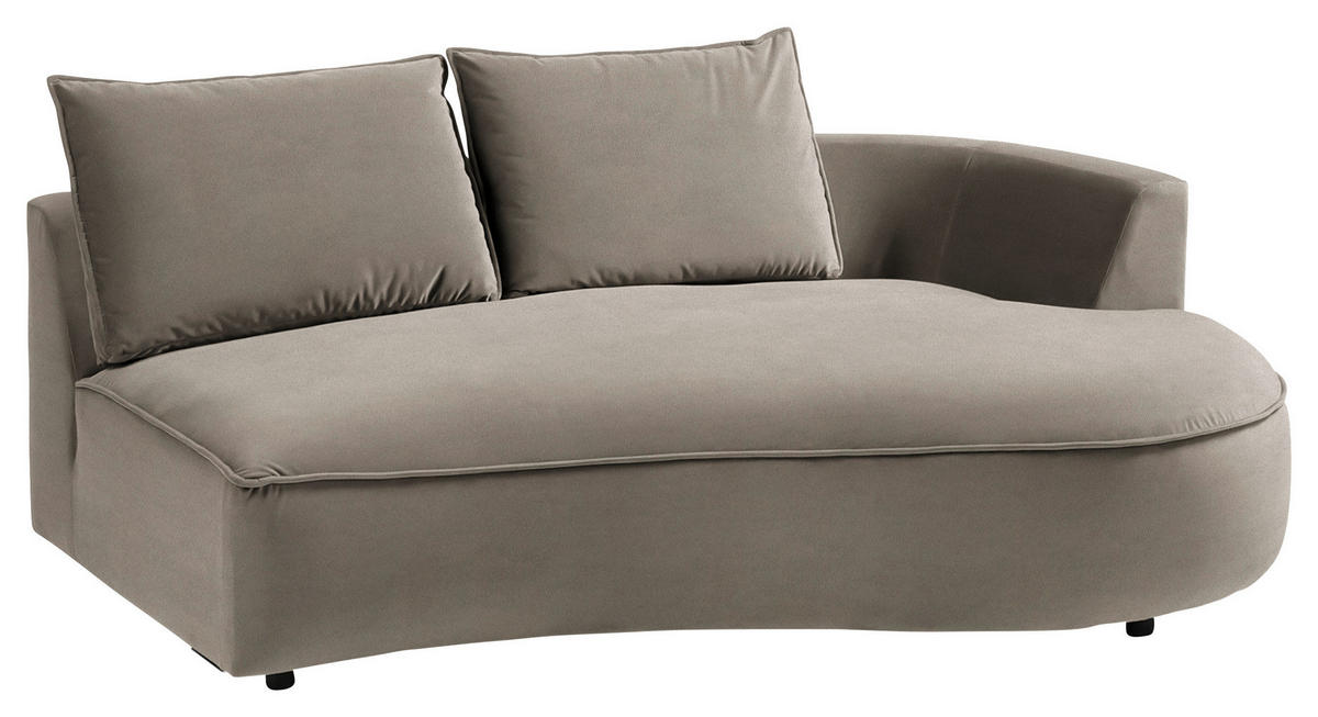 BIGSOFA Samt Graubraun  - Graubraun/Schwarz, Design, Kunststoff/Textil (154/82/322cm) - home24