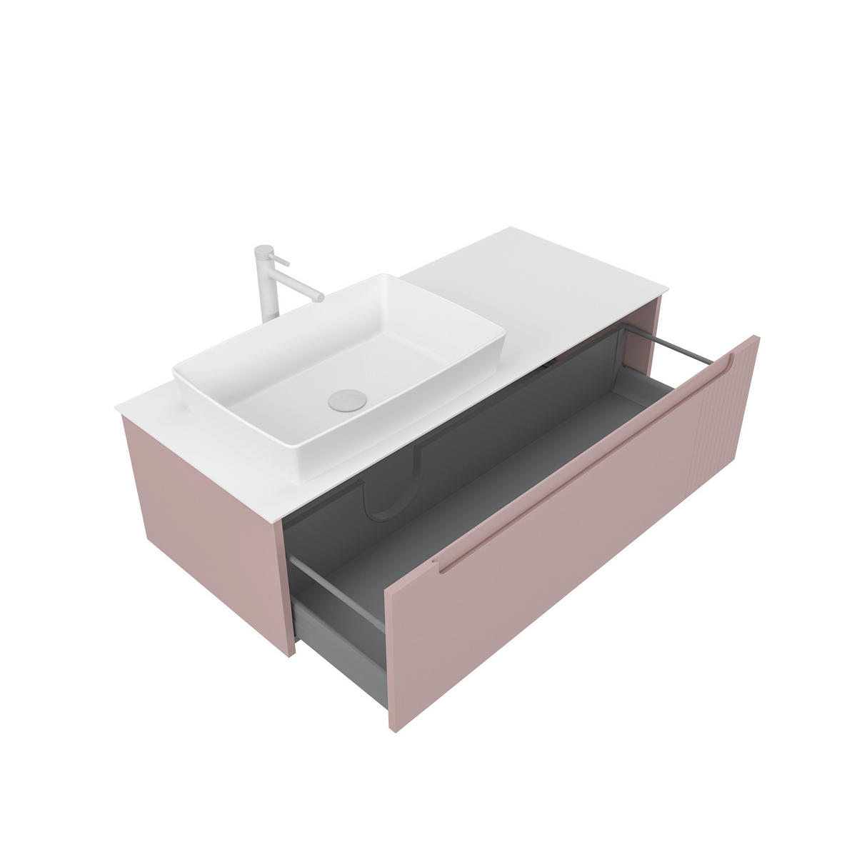 BADEZIMMER 3-teilig 122,2 cm  - Weiss/Pink, Design, Keramik/Holzwerkstoff (122,2cm) - Welnova