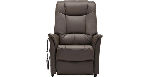 FERNSEHSESSEL mit Aufstehhilfe  mit Relaxfunktion, Aufstehhilfe Kombination Echtleder/Lederlook Lederlook Dunkelbraun  - Dunkelbraun/Schwarz, KONVENTIONELL, Leder/Textil (76/109-94/89-151cm) - Cantus