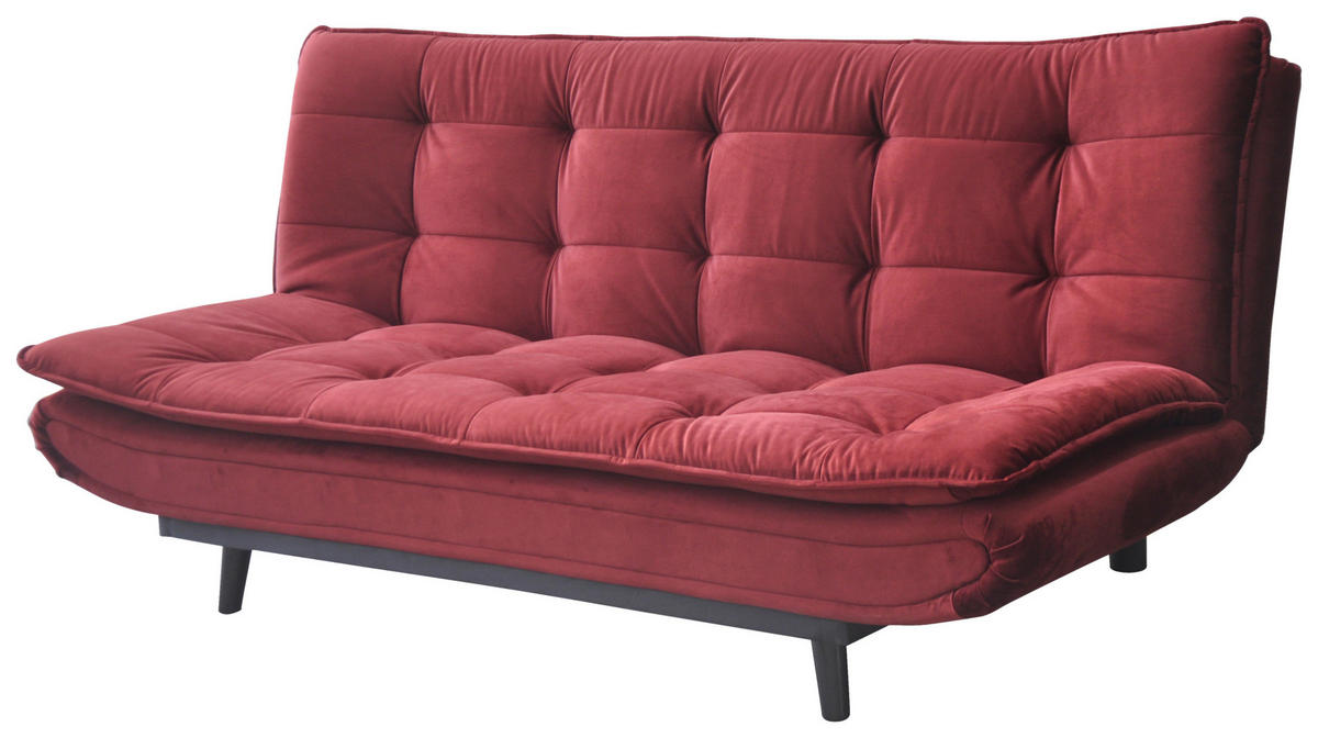 ZOFA S POSTELJNO FUNKCIJO,  bordo kovina, tekstil  - črna/bordo, Design, kovina/tekstil (194/90/100cm) - Ti'me