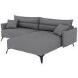 ECKSOFA in Cord Grau  253/180 cm  - Schwarz/Grau, KONVENTIONELL, Textil/Metall (253/180cm) - Carryhome