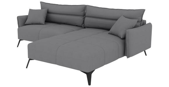 ECKSOFA in Cord Grau  253/180 cm  - Schwarz/Grau, KONVENTIONELL, Textil/Metall (253/180cm) - Carryhome