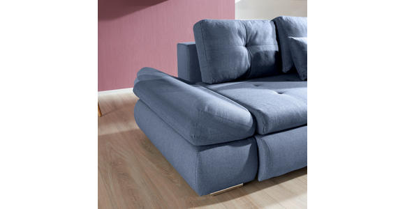 ECKSOFA in Webstoff Blau  - Chromfarben/Blau, Design, Kunststoff/Textil (302/187cm) - Carryhome