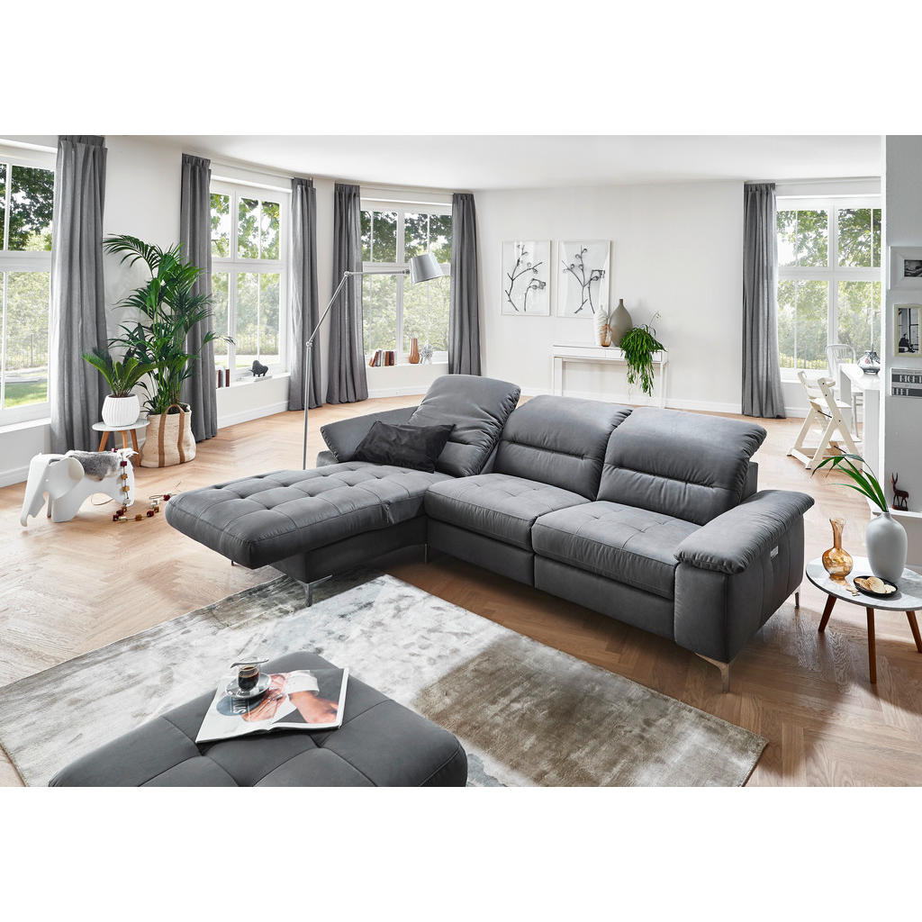 Thumbnail - Pure Home Comfort Ecksofa, Anthrazit, Textil, Ottomane links, L-Form, 280x184 cm, Blauer Engel, Goldenes M, Dgm, Stoffau...