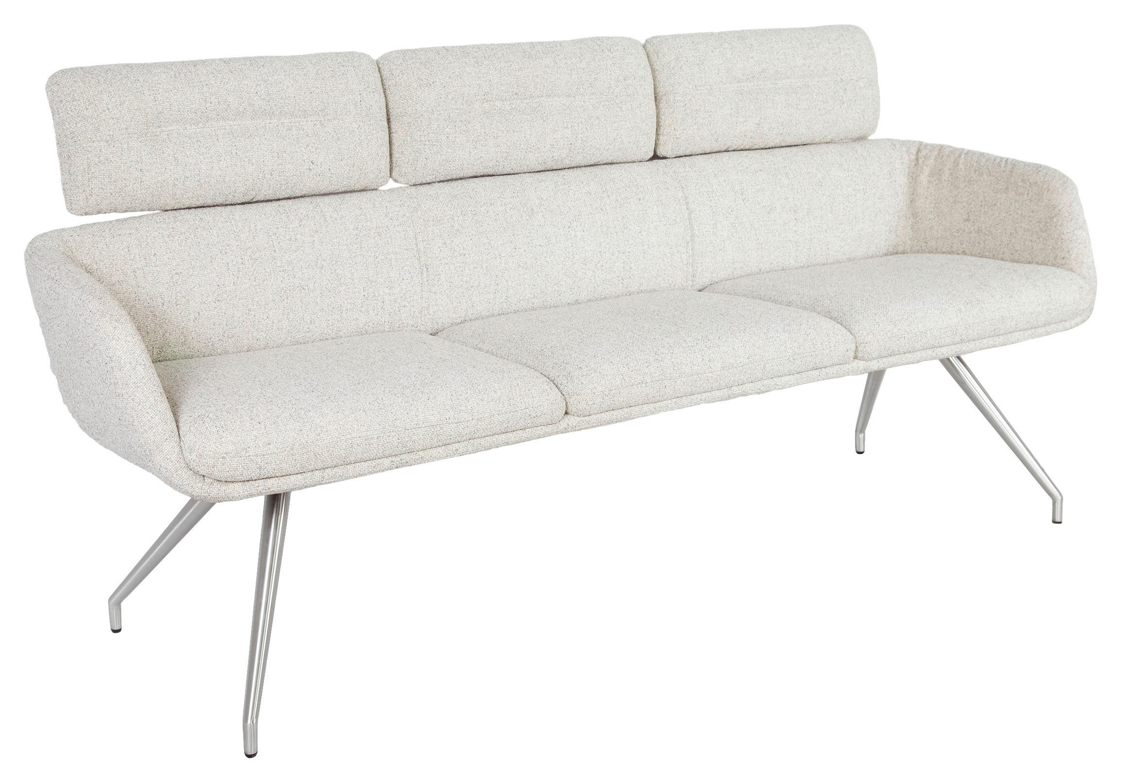 SITZBANK 200/92,5/67 cm Webstoff Edelstahlfarben, Beige  - Edelstahlfarben/Beige, Design, Textil/Metall (200/92,5/67cm) - Dieter Knoll