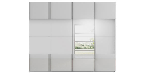 SCHWEBETÜRENSCHRANK 271/223/68 cm 4-türig Weiß, Seidengrau  - Chromfarben/Seidengrau, Design, Glas/Holzwerkstoff (271/223/68cm) - Novel